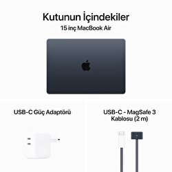 Teşhir - Apple MacBook Air 15' M3 Çip 8 Çekirdekli CPU 10 Çekirdekli GPU 16GB Bellek 256GB SSD Gece Yarısı MC9G4TU/A