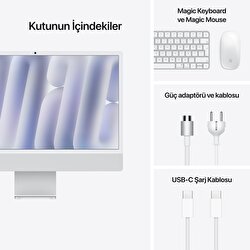 Apple iMac 24inc Retina 4.5K, M4 10-core CPU, 10-core GPU, 24GB Bellek, 512GB SSD, Gümüş  MCR24TU/A