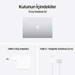 Apple MacBook Air 15 inç M5 Çip 10 Çekirdekli CPU 10 Çekirdekli GPU 24GB Bellek 1TB SSD Gümüş MDVC4TU/A