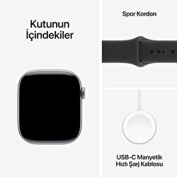 Apple Watch Series 11 GPS 42mm Uzay Grisi Alüminyum Kasa ve Siyah Spor Kordon - S/M MEQW4TU/A