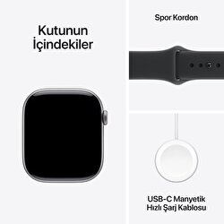 Apple Watch Series 11 GPS 42mm Uzay Grisi Alüminyum Kasa ve Siyah Spor Kordon - M/L MEQX4TU/A