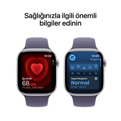 Apple Watch Series 11 GPS 46mm Gümüş Rengi Alüminyum Sis Moru Spor Kordon - M/L MEVA4TU/A