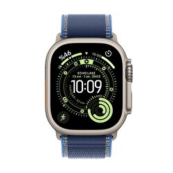 Apple Watch Ultra 3 GPS + Cellular 49mm Natürel Titanyum Kasa ve Mavi/Parlak Mavi Trail Loop - M/L MEWU4TU/A