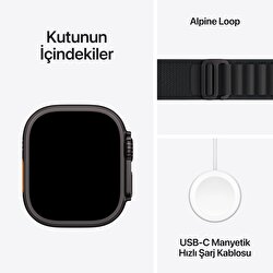 Apple Watch Ultra 3 GPS + Cellular 49mm Siyah Titanyum Kasa ve Siyah Alpine Loop - Küçük Boy MF0Q4TU/A