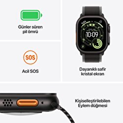 Apple Watch Ultra 3 GPS + Cellular 49mm Siyah Titanyum Kasa ve Siyah Alpine Loop - Küçük Boy MF0Q4TU/A