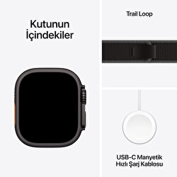 Apple Watch Ultra 3 GPS + Cellular 49mm Siyah Titanyum Kasa ve Siyah/Kömür Trail Loop - M/L MF1H4TU/A