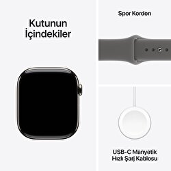 Apple Watch Series 11 GPS + Cellular 42mm Natürel Titanyum Kasa ve Taş Grisi Spor Kordon - M/L MF8N4TU/A