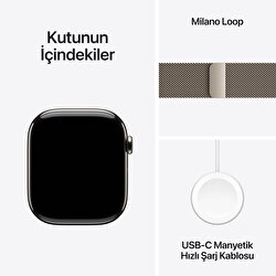 Apple Watch Series 11 GPS + Cellular 42mm Natürel Titanyum Kasa ve Natürel Milano Loop MF8P4TU/A