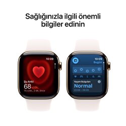Apple Watch Series 11 GPS + Cellular 42mm Altın Rengi Titanyum Kasa ve Bulut Pembesi Spor Kordon - M/L MF8X4TU/A
