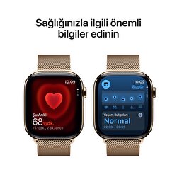 Apple Watch Series 11 GPS + Cellular 42mm Altın Rengi Titanyum Kasa ve Altın Rengi Milano Loop MF8Y4TU/A