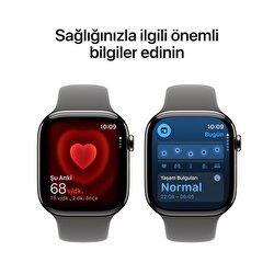 Apple Watch Series 11 GPS + Cellular 46mm Natürel Titanyum Kasa ve Taş Grisi Spor Kordon - S/M MFCW4TU/A