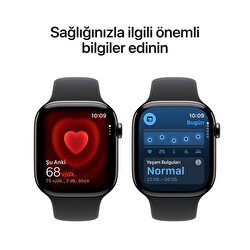 Apple Watch Series 11 GPS + Cellular 46mm Arduvaz Titanyum Kasa ve Siyah Spor Kordon - M/L MFD24TU/A