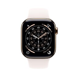 Apple Watch Series 11 GPS + Cellular 46mm Altın Rengi Titanyum Kasa ve Bulut Pembesi Spor Kordon - M/L MFD64TU/A