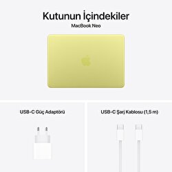 Apple MacBook Neo 13 inç A18 Pro Çip 6 Çekirdekli CPU 5 Çekirdekli GPU 8GB Bellek 512GB SSD Touch ID Puslu Sarı MHFE4TU/A
