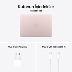 Apple MacBook Neo 13 inç A18 Pro Çip 6 Çekirdekli CPU 5 Çekirdekli GPU 8GB Bellek 256GB SSD Pastel Pembe MHFH4TU/A