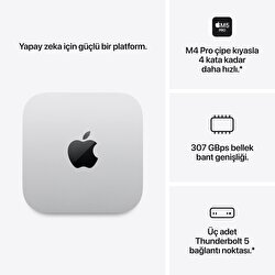 Mac mini Apple M5 Pro Çip 15 Çekirdekli CPU 16 Çekirdekli GPU 24GB Bellek 512GB SSD MHQN4TU/A