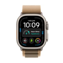 Apple Watch Ultra 4 GPS + Cellular, 49mm Natürel Titanyum Kasa ve Çöl Rengi Alpine Loop - Büyük Boy MJAG4TU/A