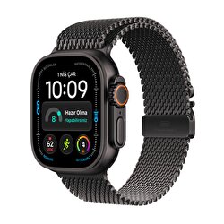 Apple Watch Ultra 4 GPS + Cellular, 49mm Siyah Titanyum Kasa ve Siyah Titanyum Milano Loop - Büyük Boy MJAX4TU/A