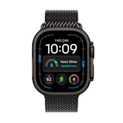 Apple Watch Ultra 4 GPS + Cellular, 49mm Siyah Titanyum Kasa ve Siyah Titanyum Milano Loop - Büyük Boy MJAX4TU/A