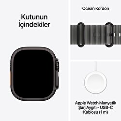 Apple Watch Ultra 4 GPS + Cellular, 49mm Siyah Titanyum Kasa ve Buzlu Siyah Ocean Kordon MJAY4TU/A