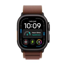 Apple Watch Ultra 4 GPS + Cellular, 49mm Siyah Titanyum Kasa ve Burgonya Alpine Loop - Büyük Boy MJC24TU/A