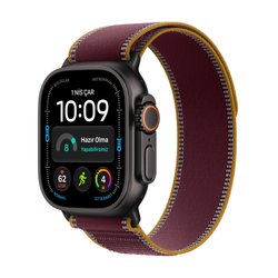 Apple Watch Ultra 4 GPS + Cellular, 49mm Siyah Titanyum Kasa ve Burgonya Trail Loop - S/M MJC34TU/A