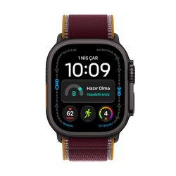 Apple Watch Ultra 4 GPS + Cellular, 49mm Siyah Titanyum Kasa ve Burgonya Trail Loop - M/L MJC44TU/A