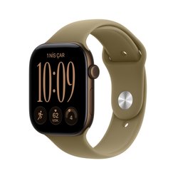 Apple Watch Series 12 GPS 42mm Koyu Bronz Alüminyum Kasa ve Klasik Zeytin Yeşili Spor Kordon - M/L MJEG4TU/A