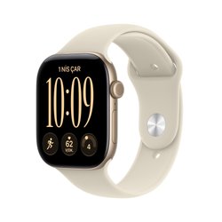 Apple Watch Series 12 GPS 46mm Uçuk Altın Rengi Alüminyum Kasa ve Kum Beji Spor Kordon - M/L MJEP4TU/A