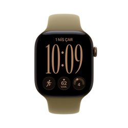 Apple Watch Series 12 GPS 46mm Koyu Bronz Alüminyum Kasa ve Klasik Zeytin Yeşili Spor Kordon - S/M MJEQ4TU/A