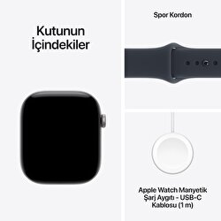 Apple Watch Series 12 GPS + Cellular 42mm Uzay Grisi Alüminyum Kasa ve Lacivert Spor Kordon - S/M MJFX4TU/A