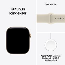 Apple Watch Series 12 GPS + Cellular 42mm Uçuk Altın Rengi Alüminyum Kasa ve Kum Beji Spor Kordon - S/M MJG24TU/A