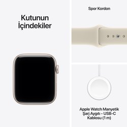 Apple Watch SE 3 GPS 40mm Yıldız Işığı Alüminyum Kasa ve Kum Beji Spor Kordon - S/M MJKR4TU/A