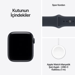 Apple Watch SE 3 GPS 40mm Gece Yarısı Alüminyum Kasa ve Lacivert Spor Kordon - S/M MJKY4TU/A