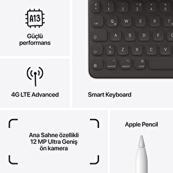 Apple iPad 10.2" Wi-Fi + Cellular 256GB - Gümüş  MK4H3TU/A