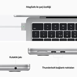 Apple MacBook Air 13' M2 Çip 8 Çekirdekli CPU 8 Çekirdekli GPU 8 GB Bellek 256GB SSD Gümüş  MLXY3TU/A