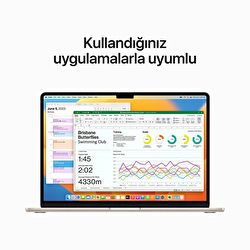 15 inç MacBook Air M2 çip 8 Çekirdekli CPU ve 10 çekirdekli GPU 256GB - Yıldız Işığı MQKU3TU/A