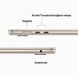 15 inç MacBook Air M2 çip 8 Çekirdekli CPU ve 10 çekirdekli GPU 256GB - Yıldız Işığı MQKU3TU/A