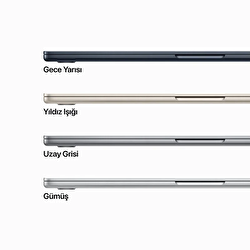 15 inç MacBook Air M2 çip 8 Çekirdekli CPU ve 10 çekirdekli GPU 256GB - Yıldız Işığı MQKU3TU/A