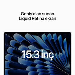 15 inç MacBook Air M2 çip 8 Çekirdekli CPU ve 10 çekirdekli GPU 512GB - Gece Yarısı MQKX3TU/A