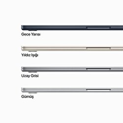 15 inç MacBook Air M2 çip 8 Çekirdekli CPU ve 10 çekirdekli GPU 512GB - Gece Yarısı MQKX3TU/A