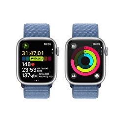 Apple Watch Series 9 GPS 41mm Gümüş Rengi Alüminyum Kasa ve Buz Mavisi Spor Loop  MR923TU/A