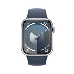 Apple Watch Series 9 GPS 45mm Gümüş Rengi Alüminyum Kasa ve Fırtına Mavisi Spor Kordon - S/M  MR9D3TU/A