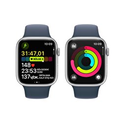 Apple Watch Series 9 GPS 45mm Gümüş Rengi Alüminyum Kasa ve Fırtına Mavisi Spor Kordon - S/M  MR9D3TU/A