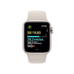 Apple Watch SE GPS 40mm Yıldız Işığı Alüminyum Kasa ve Yıldız Işığı Spor Kordon - S/M - MR9U3TU/A MR9U3TU/A