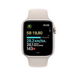 Apple Watch SE GPS 44mm Yıldız Işığı Alüminyum Kasa ve Yıldız Işığı Spor Kordon - S/M  MRE43TU/A