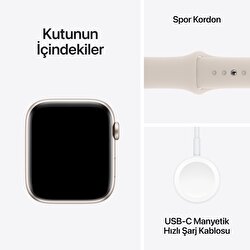 Apple Watch SE GPS 44mm Yıldız Işığı Alüminyum Kasa ve Yıldız Işığı Spor Kordon - M/L  MRE53TU/A