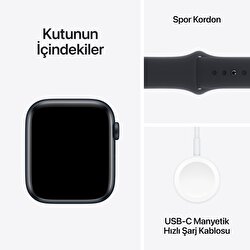 Apple Watch SE GPS 44mm Gece Yarısı Alüminyum Kasa ve Gece Yarısı Spor Kordon - S/M  MRE73TU/A