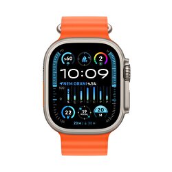 Apple Watch Ultra 2 GPS + Cellular, 49mm Titanyum Kasa ve Turuncu Ocean Kordon  MREH3TU/A