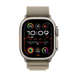Apple Watch Ultra 2 GPS + Cellular, 49mm Titanyum Kasa ve Klasik Zeytin Yeşili Alpine Loop - Küçük Boy MREX3TU/A